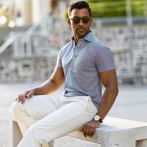 Collars & Co Polo Black Vantage Print Dress Collar Semi Spread XL Relaxed‎